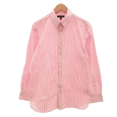 バナナリパブリック BANANA REPUBLIC カジュアルシャツ ストライプ柄 ボタンダウンカラー 長袖 L 白 ホワイト ピンク /YJ ■ECF001