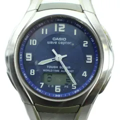 カシオ CASIO WVA-420J ウェーブセプター 腕時計 ウォッチ ソーラー カレンダー付き 青文字盤 シルバー色 ■GY18 /MQ
