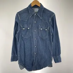 【中古】LEVI'S 90s デニムウエスタンシャツ サイズ36 青 ショートホーン 復刻 J55 018816[91]