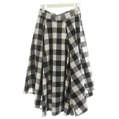 ダブルスタンダードクロージング ダブスタ DOUBLE STANDARD CLOTHING フレアスカート ミモレ ロング ギンガムチェック スリット 38 黒 ブラック 白 ホワイト チェック 0502-440-182 /AN26