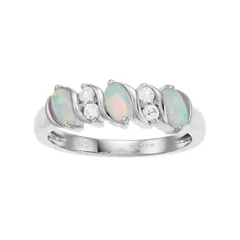 Gemminded レディース アクセサリー リング Gemminded Sterling Silver LabCreated White Opal White Topaz 3Stone Ring Sterling ホワイト