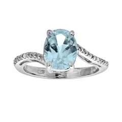 Gemminded レディース アクセサリー リング Gemminded Sterling Silver LabCreated Aquamarine andiamond Accent Oval Ring Sterling Silver シルバー