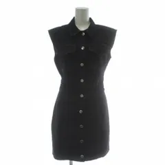 ザラ ZARA ワンピース M デニム 青 ブルー 紺 ネイビー ノースリーブ シャツカラー ミニ丈 タイト /GR ■GY58