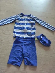 子供用 ストライプ ラッシュガード 水着 セット