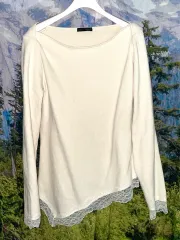 (ザラ/一回着用) レース レイヤード 長袖 ニット 春 アイボリー ニット