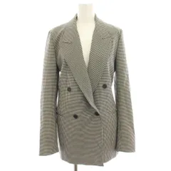 ザラ ZARA テーラードジャケット ダブル 上着 XS 白 ホワイト 黒 ブラック チェック ダブルブレスト /HN