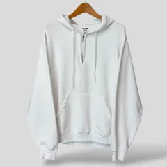 (M)ヴィンテージ Jerzees ジャージ ブランク ハーフジップアップ スウェット フード付きTシャツ