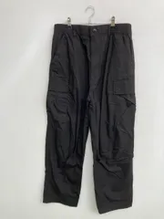 UNIQLO ユニクロ カーゴパンツ M ブラック クロップド・半端丈 無地 ワンポイント ワイド・ルーズ ストレート レギュラー ウエストゴム・紐
