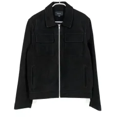 BROVER メンズ 秋冬 スウェードジップアップ ジャケット ブラックM (HU43328)