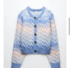 ザラ ZARA ぬいぐるみ パステル ケーブル ニット カーディガン