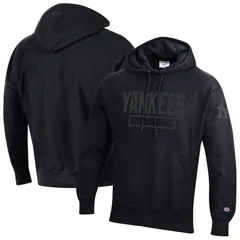 チャンピオン メンズ トップス Tシャツ フリース パーカー Mens Champion Black New York Yankees Tonal Reverse Weave Fleece Hoodie Ynk Black ブラック