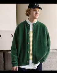 エマ クローズ EMMA CLOTHES ブークレ ラウンド カーディガン グリーン M