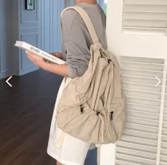 ナイロンバックパック 軽量 ツーポケット カーゴリュック シャーリング バックパック 6色