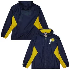 ミッチェルネス メンズ アウター ジャケット・ブルゾン Mens Mitchell Ness Navy Indiana Pacers Playmaker FullZip Hooded Windbreaのサムネイル