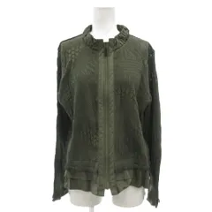 ヒロコビス HIROKO BIS タグ付き レースドッキング ジップアップ ブルゾン ショート丈 13 カーキ /MG ■ECC001