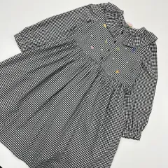 6t 125 ボンポワン CHECK 刺繍 女の子 ONE PIECE