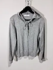 No 01 グレー ニット フード ジップアップ