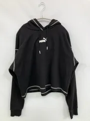 PUMA プーマ パーカー L ブラック コットン 裏起毛 無地 ワンポイント ブランドロゴ プルオーバー 長袖