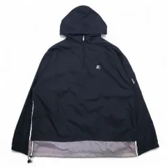 STARTER レイヤード アノラックパーカー ハーフジップ ナイロンジャケット L ブラック ワンポイントロゴ刺繍