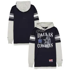 ニューエラ メンズ トップス Tシャツ パーカー Mens New Era Navy Dallas Cowboys Twofer Layered Long Sleeve Hoodie TShirt Cow Navy ネイビー