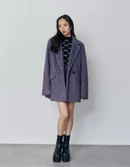 MURUA ムルーア その他アウター F パープル 無地 ミドル丈 フードなし ボタン留め