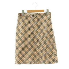 バーバリーブルーレーベル BURBERRY BLUE LABEL スカート ひざ丈 ウール混 ノバチェック ベルト付き ベージュ 38 ベージュ /HK ■GY42