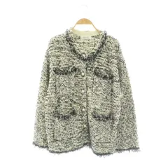 アルページュ ストーリー Arpege story パールボタンフリンジニットジャケット 2 アイボリー 黒 ブラック /AQ ■OS