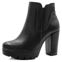 アレグラ ケー レディース シューズ ブーツ・レインブーツ プラットフォーム アンクル ヒール ALLEGRA K Womens Chunky Higheel Platform Ankle Boots Black ブラック