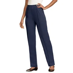 ロアマンズ レディース ボトムス カジュアルパンツ プラスサイズ ニット Roamans Womens Plusize CreaseFront Knit Pant Navy ネイビー
