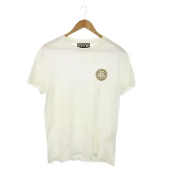 ヴェルサーチジーンズ VERSACE JEANS COUTURE Tシャツ カットソー ラウンドネック 丸首 半袖 ロゴ刺繍 L 白 ホワイト /MN18のサムネイル