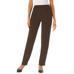 ロアマンズ レディース ボトムス カジュアルパンツ プラスサイズ プチ ニット Roamans Womens Plusize Petite CreaseFront Knit Pant Chocolate チョコレート