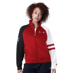 スターター レディース アウター ジャケット・ブルゾン Womenstartered Chicago Bulls Line Up Dolman Raglan FullZip Track Jacket Bul Red レッド