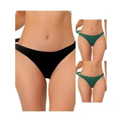 アレグラ ケー レディース アンダーウェア パンツ サテン ALLEGRA K 3 Packs Womens Unlined Underwear Satinvisible Bikini Comfortable Noshow Thongs Dark Green
