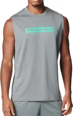 アンダーアーマー UNDER ARMOUR UAテック ワードマーク スリーブレス シャツ メンズ ノースリーブ タンクトップ 吸汗速乾 トレーニング 袖なし ジム 運動 伸縮 消臭 シンプル  6012543 709 CLAYGREEN