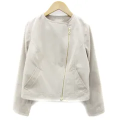 アプワイザーリッシェ Apuweiser-riche ライダースジャケット ミドル丈 ジップアップ スエード調 1 グレージュ /YM44