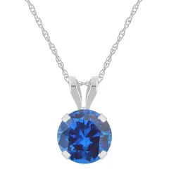Celebration Gems レディース アクセサリー ネックレス・チョーカー・ペンダントトップ レース Celebration Gems 10k Gold Round LabCreated Sapphire Pendant Necklace 10k Wh