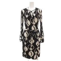 ダイアンフォンファステンバーグ DIANE von FURSTENBERG ラップワンピース 絹 シルク 総柄 2 黒 ブラック /UO ■GY06