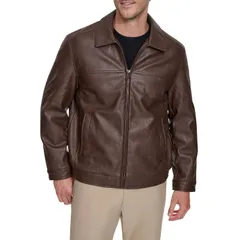 ドッカーズ メンズ アウター ジャケット・ブルゾン トール レザー フェイクレザー Big Tall DockersR Faux Leather James Dean Bomber Jacket Brown ブラウン