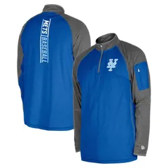 ニューエラ メンズ トップス Tシャツ Mens New Era Royal New York Mets Fathers Day Raglan QuarterZip Top Met Blue ブルー