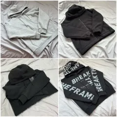 ブラック グレー WHO ウールコレクション 4種 フードTシャツ フードジップアップ