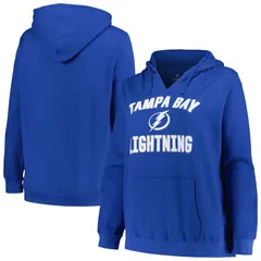 プロファイル レディース トップス Tシャツ プラスサイズ ロゴ パーカー Womens Profile Blue Tampa Bay Lightning Plusize Arch Over Logo Pullover Hoodie Lgh Blue ブルー