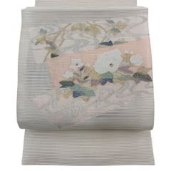 セール！ 夏帯 絽綴れ 紅白の花 八寸 正絹 - メルカリ