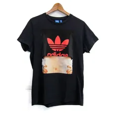 アディダスオリジナルス 半袖Ｔシャツ トップス ロゴT コットン スポーツウエア レディース Oサイズ ネイビー adidas Originals 【中古】