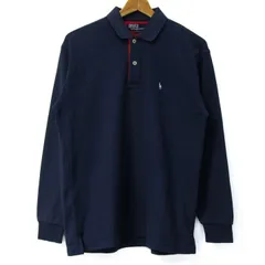 ポロバイラルフローレン ポロシャツ トップス 長袖 コットン ゴルフウエア メンズ Mサイズ ネイビー Polo by Ralph Lauren 【中古】