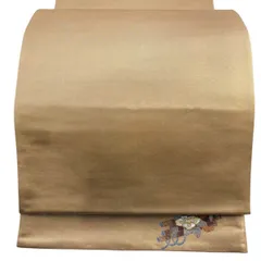 袋帯 名品 ワンポイント柄 螺鈿 金銀彩 金色 全通 正絹 【中古】