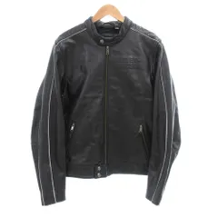 ハーレーダビッドソン HARLEY DAVIDSON タグ付き シングル ライダース ジャケット レザー ジップアップ M 黒 ブラック 97000-23VM/000M /JS ■GY42