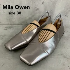 Mila Owen ミラオーウェン シャンパンゴールド スクエアトゥ フラットパンプス 09WGS242522 メタリックカラー センターVカット ぺたんこ 屈曲性 履き心地抜群 歩きやすい 都会的 エレガント size38 ★ ■■のサムネイル