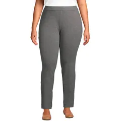 ランズエンド レディース ボトムス カジュアルパンツ ストレート プラスサイズ Plusize Lands End Starfish Slim Straight Leg PullOn Pants Charcoal Heather チャコール