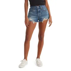 リーバイス レディース ボトムス ハーフパンツ・ショーツ ショートパンツ Womens Levis 501 Original Jean Shorts Darn It Now
