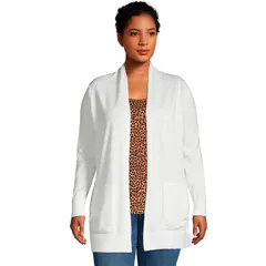ランズエンド レディース アウター ニット・セーター ドレープラスサイズ カーディガン Plusize Lands Endraped OpenFront Long Cardigan Sweater Ivory アイボリー